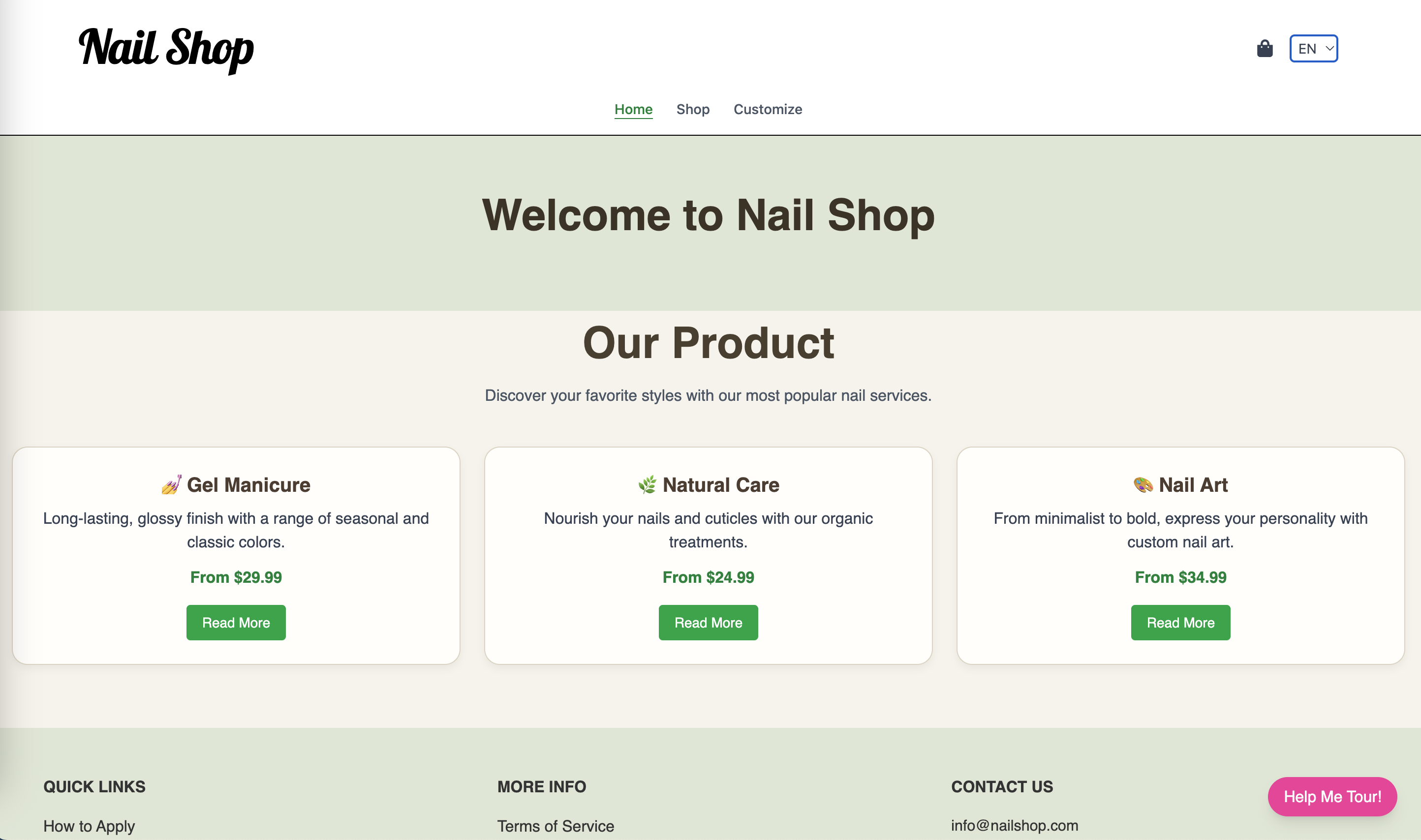 Nail Shop Home Page